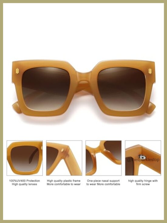 Retro Square Sunglasses Oversized UV400 Protection Large Shades main image 6